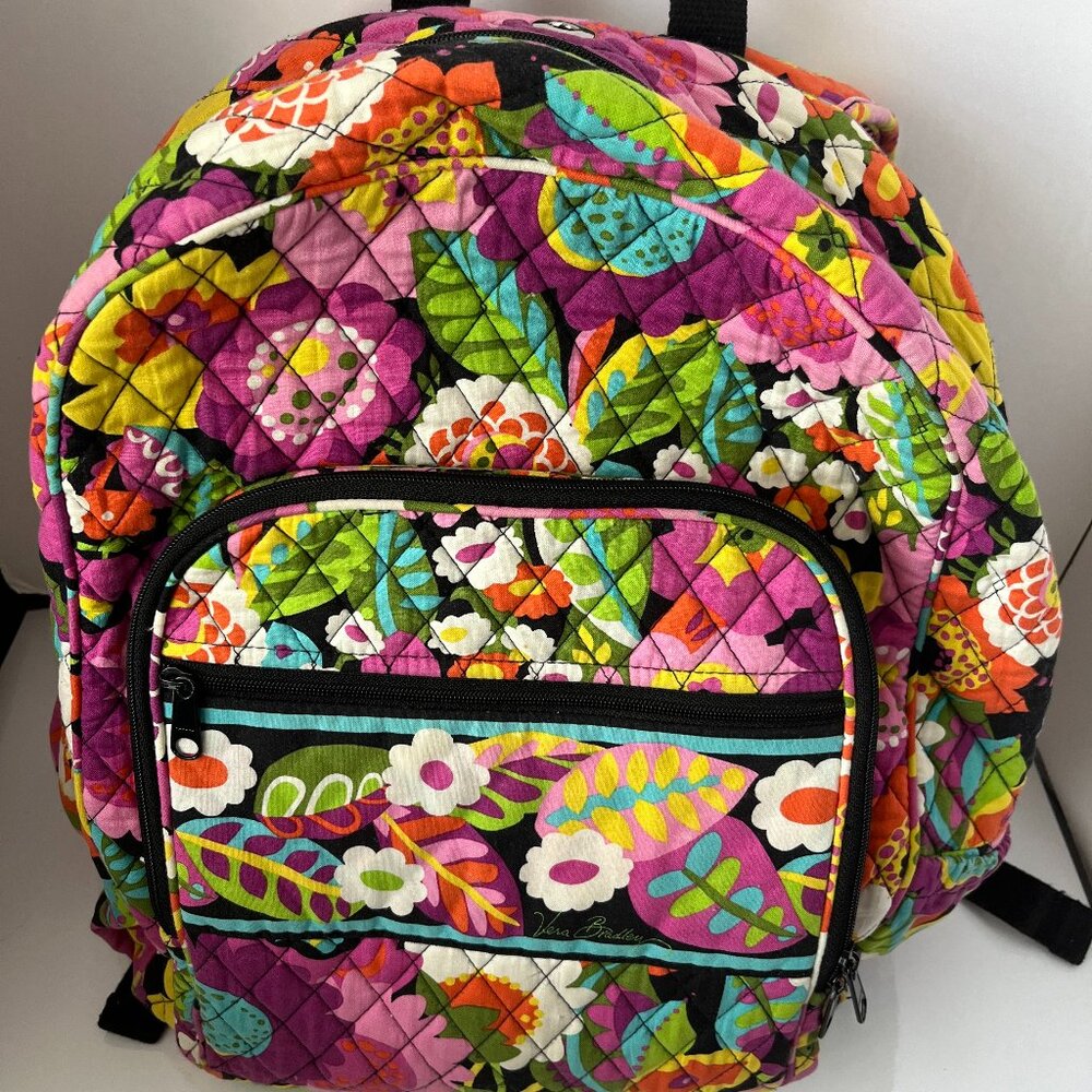 Vera Bradely Floral and Leaf Quilted Backpack